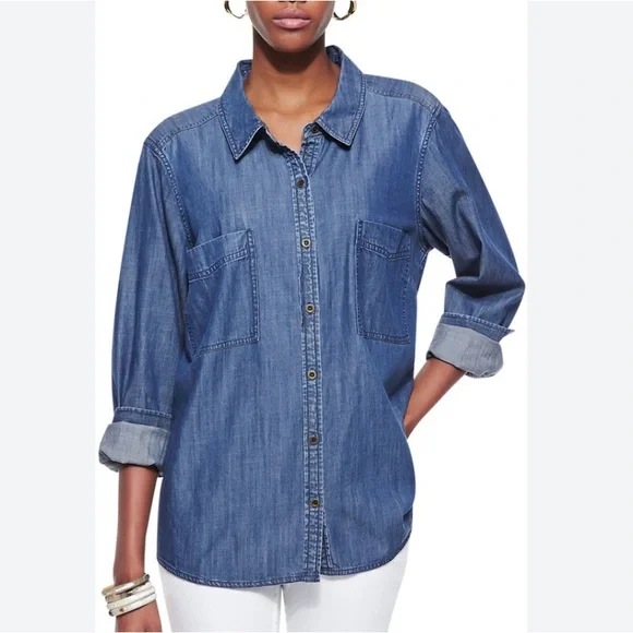 Eileen Fisher Denim Shirt - L - Picture 10 of 11
